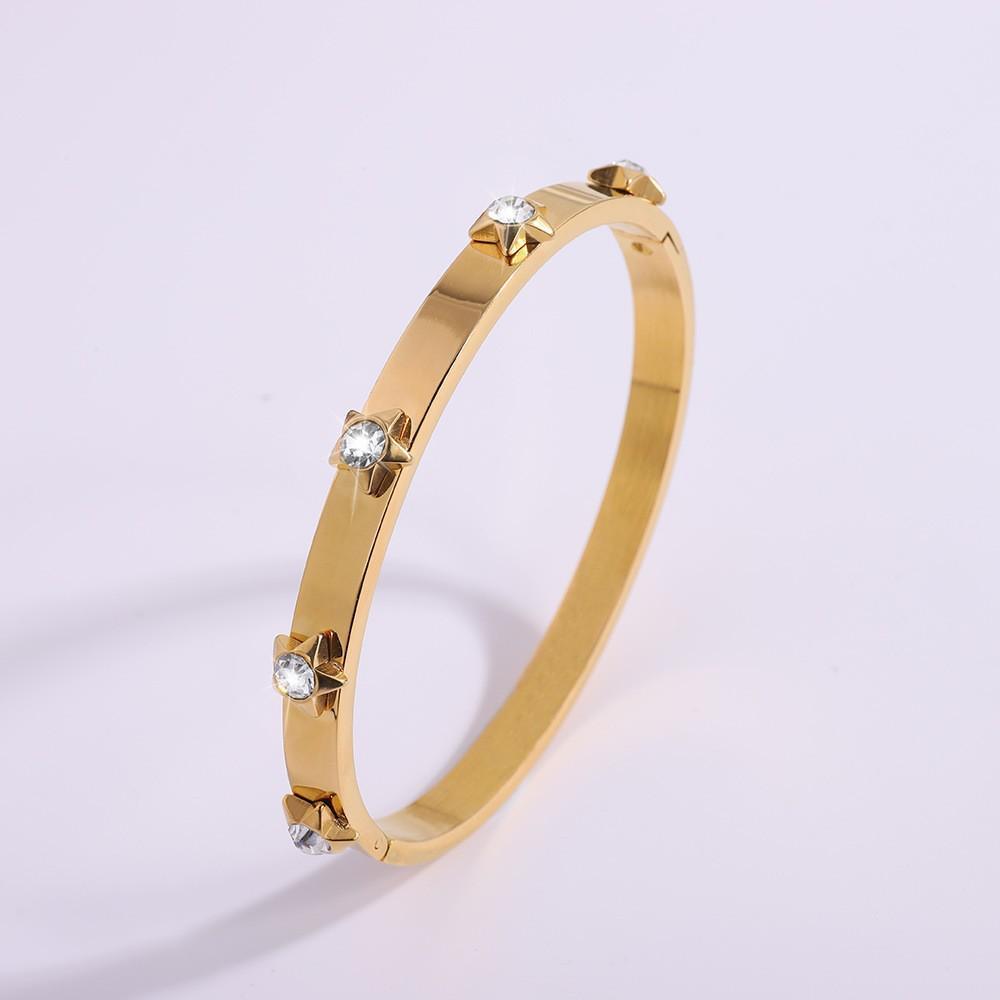 Starry Sky Full Diamond Titanium Steel Bracelet – Versatile, No-Fade Silver Women's Fashion Accessory