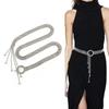 Sparkle Rhinestone Chain Belt Silver Color Full Crystal  Corset Belt  For Teenage Girls