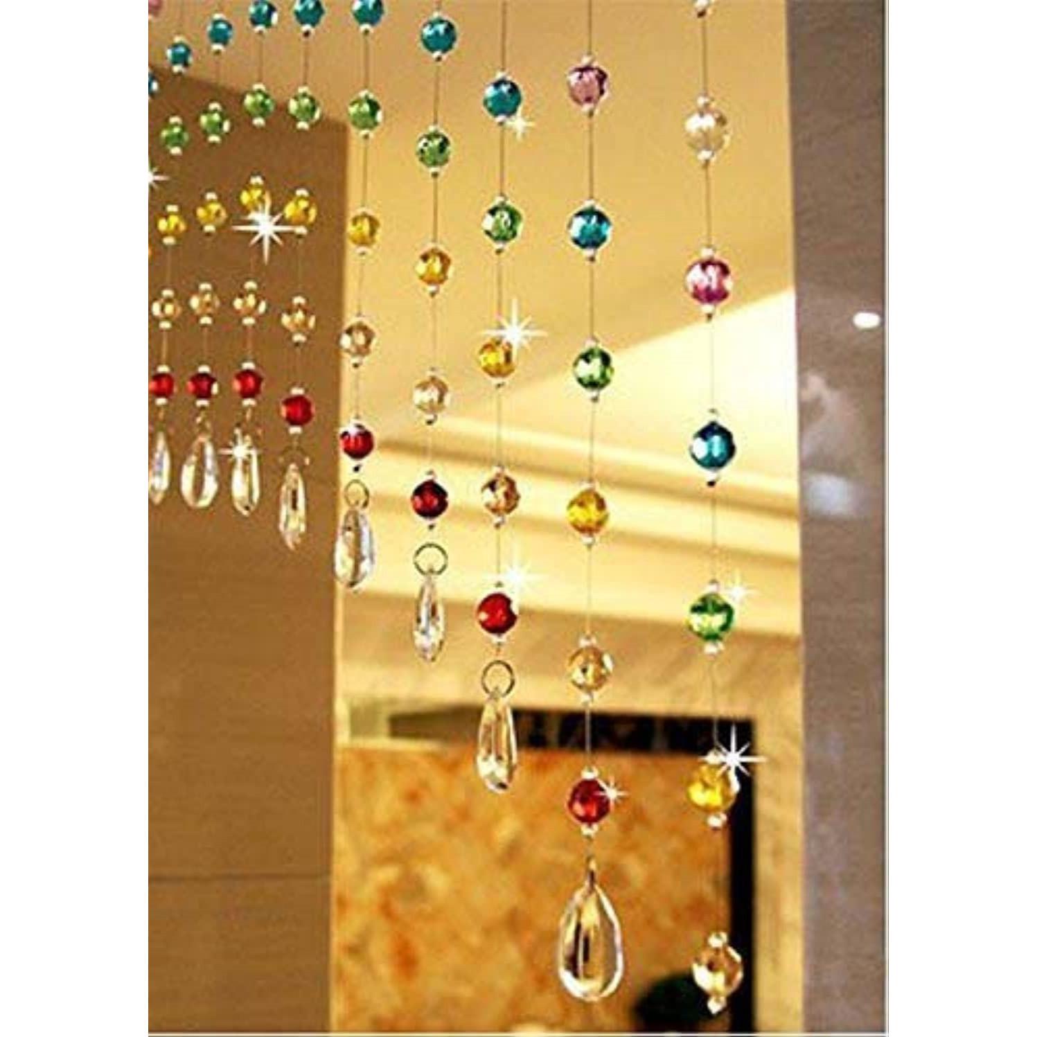 

@ Indian Traditional 9 Crystal Bead Curtain Multicolor For Partition 545Gm Zr-6056-60%Off
