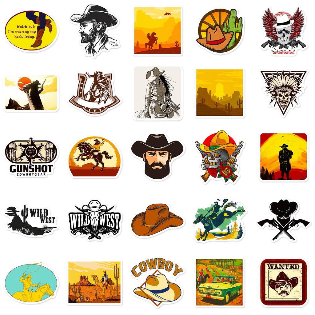 50 Western Elements Series Immediately Death Stickers Western Cowboy Personality Graffiti Wild