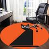 1pc Cat Orange Office Round Area Rug, Indoor Mat Suitable ForOffice, Under Office Chairs Bedroom Living Room Home Decor, Room Decot209