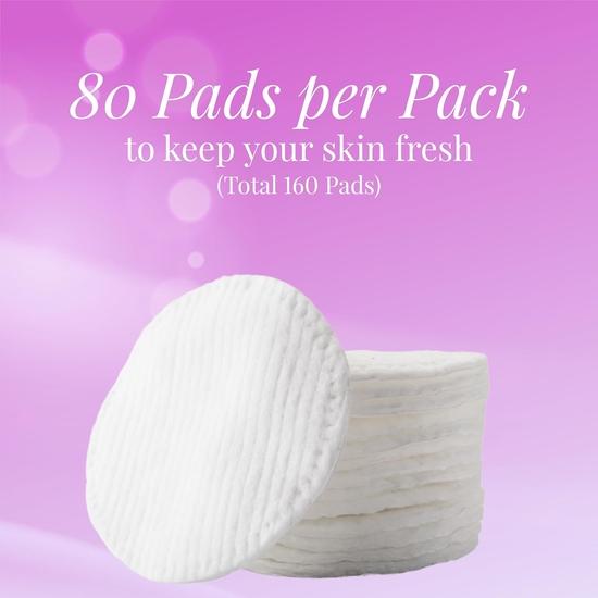 Origami-Baumwollpads zur Gesichts-Make-up-Entfernung | Vormake-up-Reinigung | 80 weiche runde Pads - 2er-Packung (160 Pads)