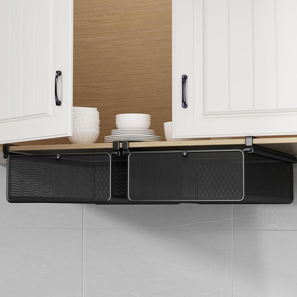 Extendable Hanging Basket for under Cabinet Drawer Shelf, Space Saving, Multifunctional, Portable