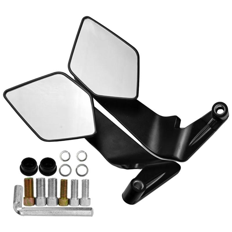 Motorcycle Wide View Rearview Mirror Flip Adjustable Angle Plastic Glass Material Universal Quick Mount For Road Safety