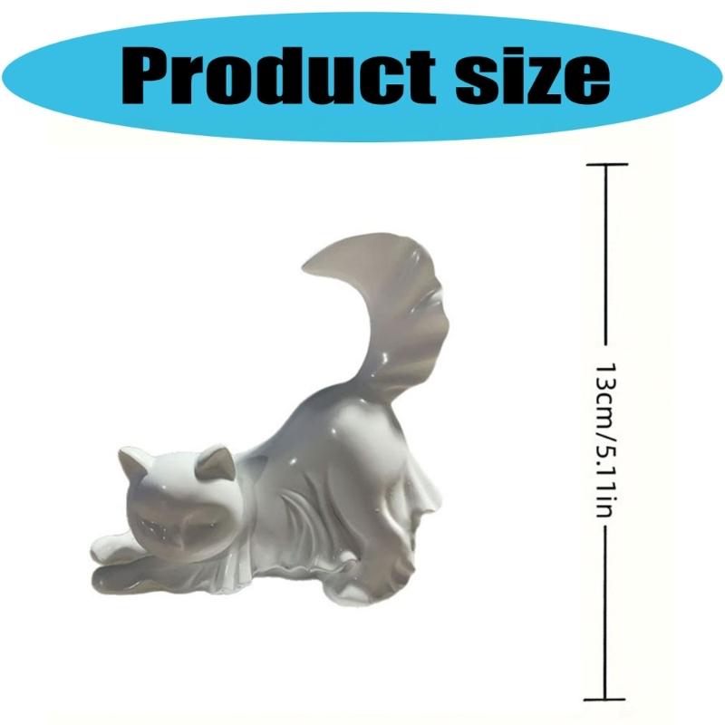 Ghostly Kitten Figurine Halloween Resin Animal Statue Decoration for Holiday Party Centerpieces Indoor and Outdoor Use