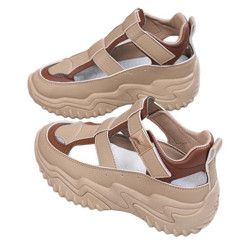 Cave Shoes Women's Summer 2025 New Roman Sandals Fashionable Versatile Breathable Hollow Platform Casual Dad Shoes
