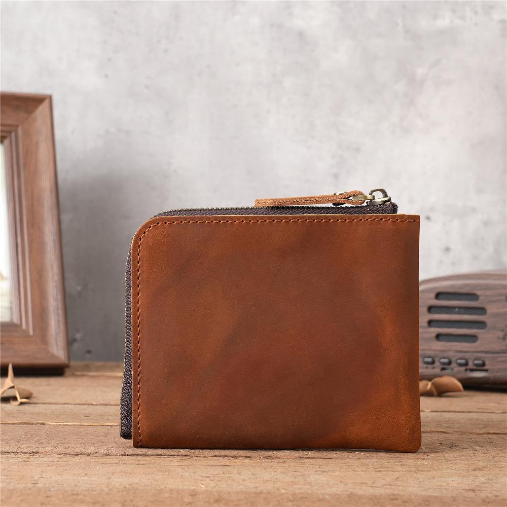 Japan Style 100% Genuine Leather Men Wallet Small Mini Card Holder Male Wallet Pocket Purse Wallet for Men Brown High Quality