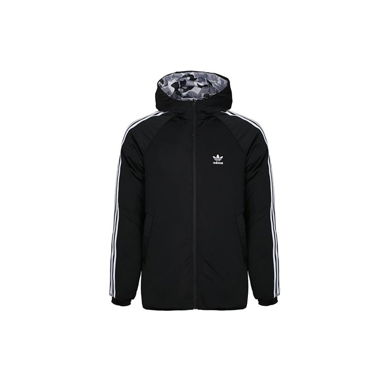 adidas Originals Color Block Reversible Hooded Down Jacket Men Outerwear Black DP8551