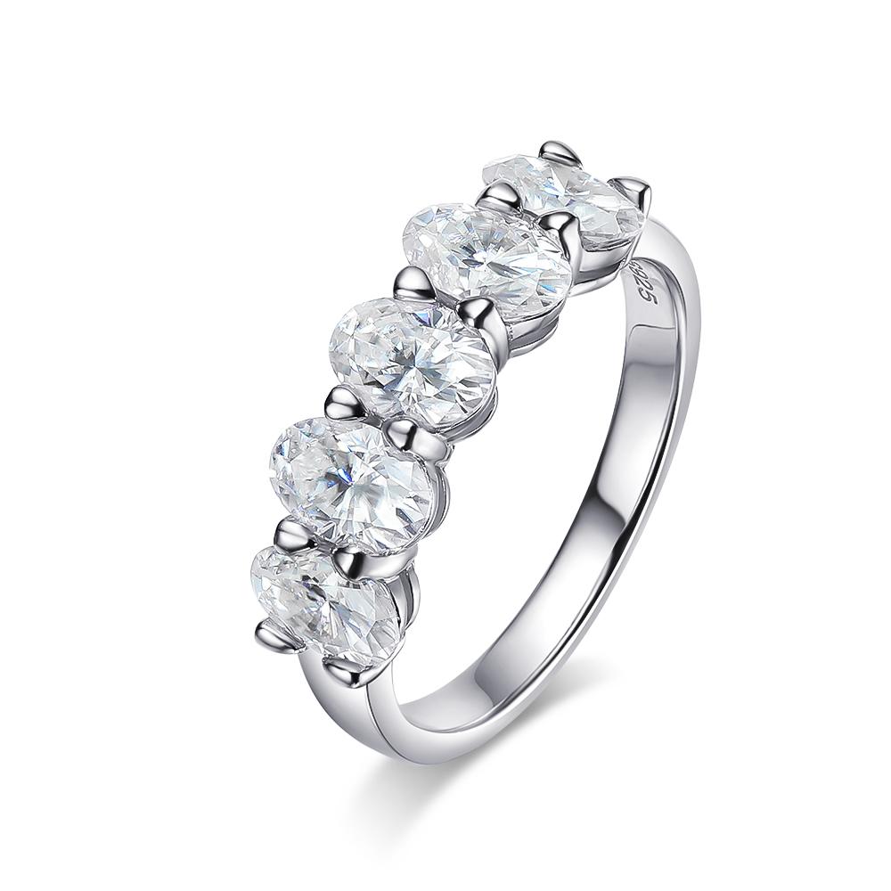 

KNOBSPIN D VVS1 4*6mm Oval Moissanite Rings for Women Fine Jewelry Engagement Wedding Eternity Bands with GRA s925 Slive Ring 5&All moissanite