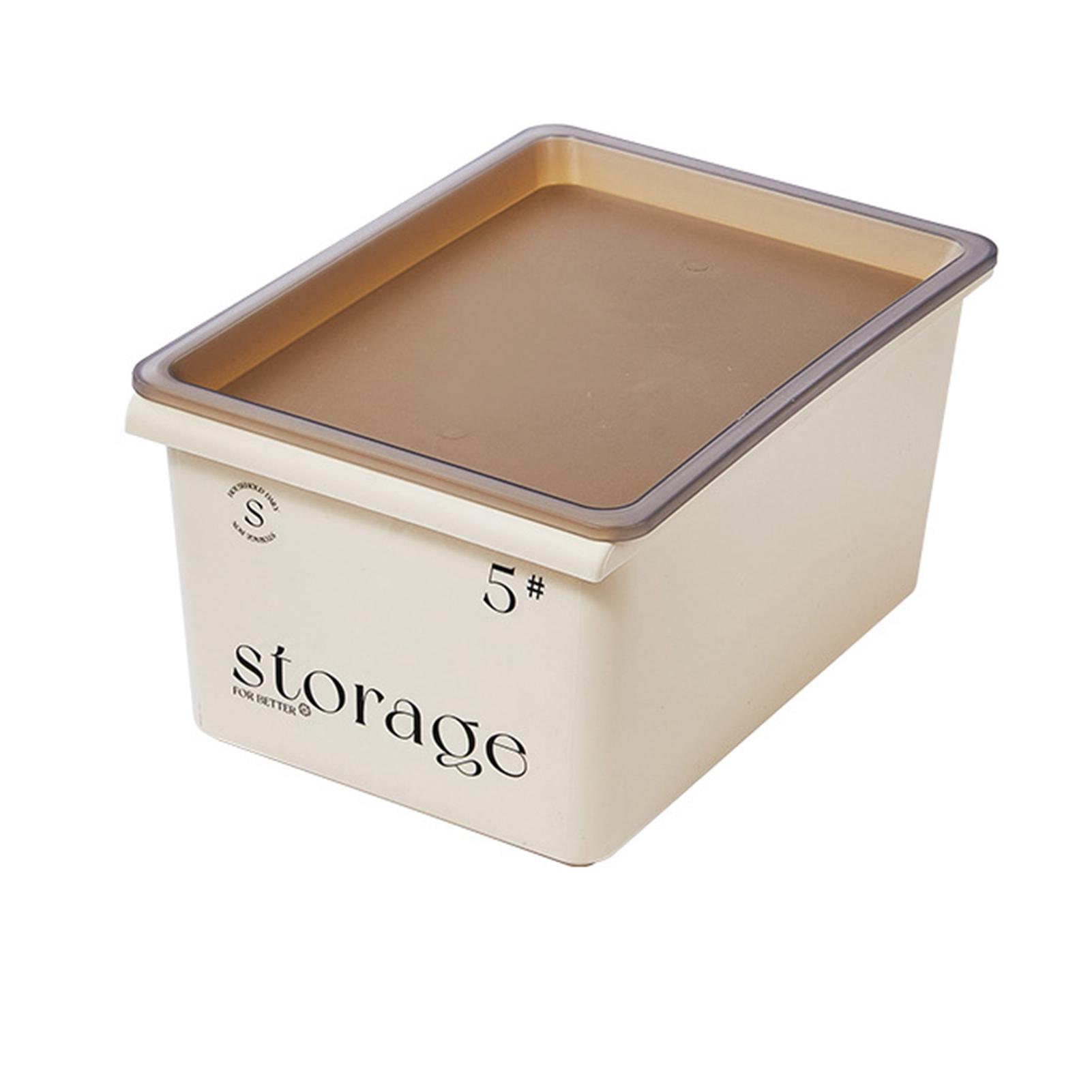 

Storage Organizer Grooved Bottom Ample Capacity Storage Box Stackable Cream with Lid for Closet жёлтый