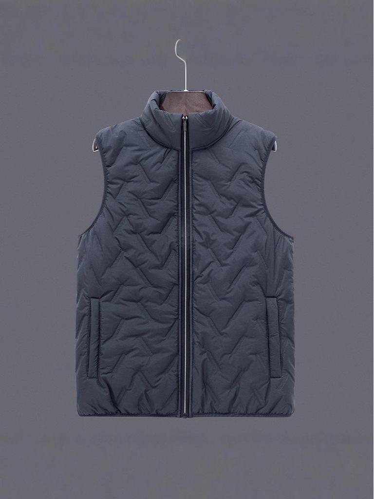 Men's Lambswool Cotton Quilted Vest – Warm, Thickened Outerwear for Autumn and Winter (Middle-aged and Elderly)