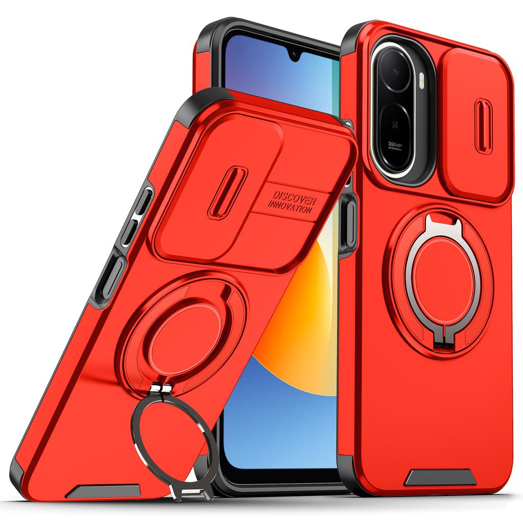Magnetic Metal Ring Stand Armor Case For Xiaomi Redmi A7 Pro 4G Slide Push Window Lens Protection TPU Plastic Phone Cover Shell