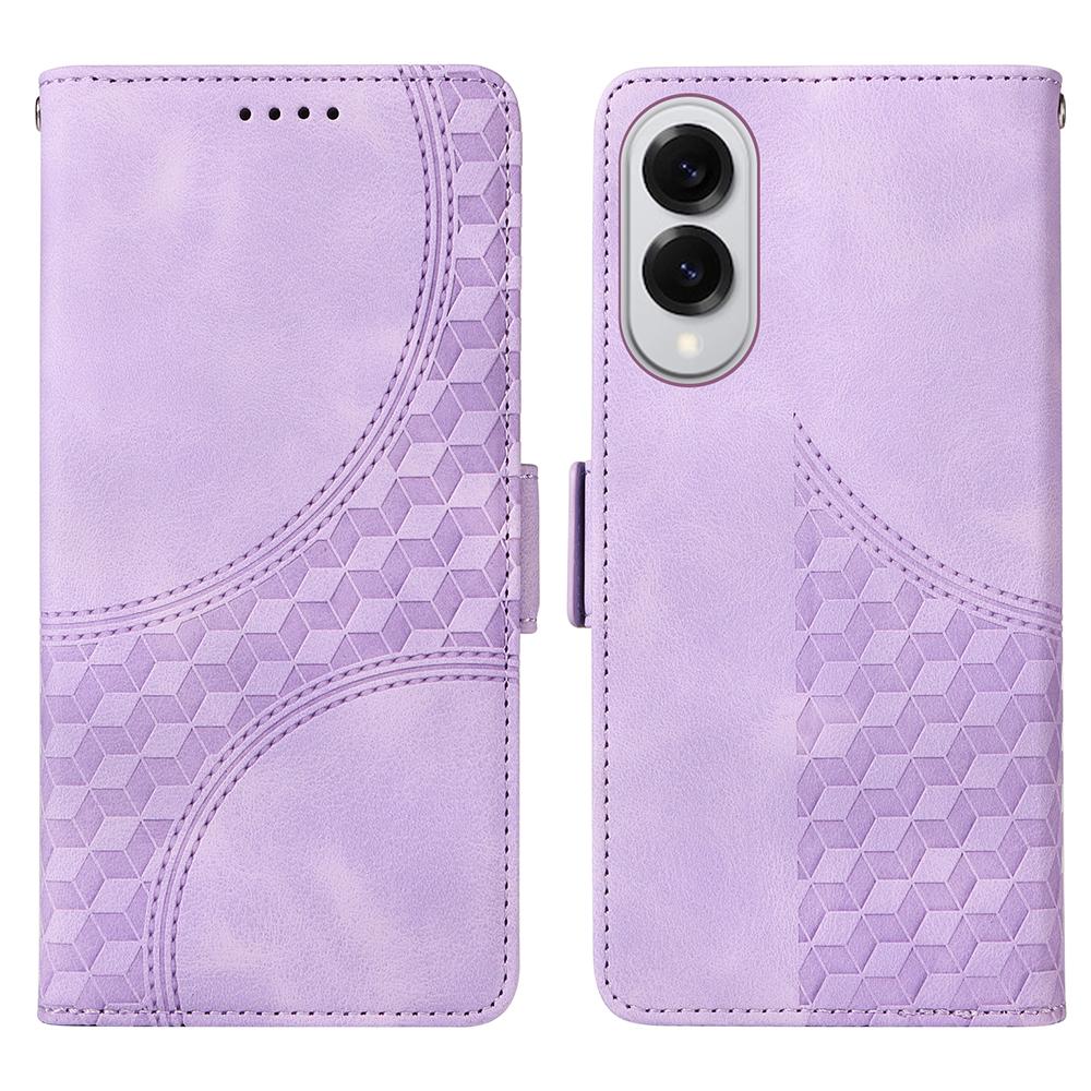 

For Samsung Galaxy S25 Edge Case PU Leather Phone Cover Rhombus Starry Imprinted Purple