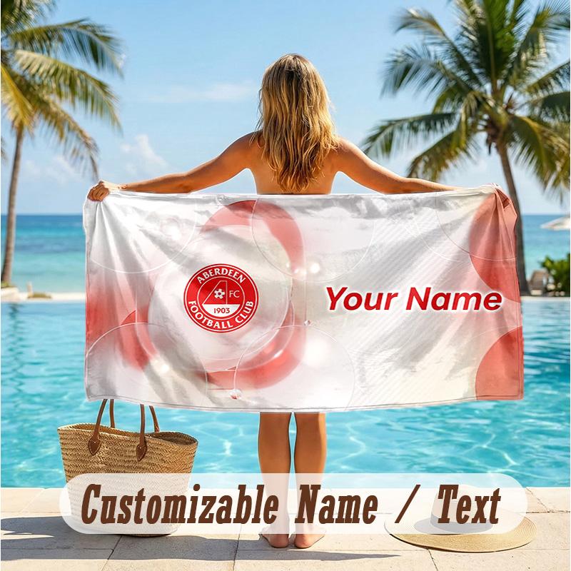 Custom Text Beach Towel, Soft Absorbent Swimming Multi-use TowelAberdeen FC