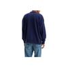 Levis Solid Color V-Neck Single-Breasted Long Sleeve Knit Sweater Men Sweater Dark-Blue A6884-0003