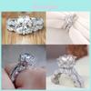 Dazzling White Sapphire Crown Ring Set Silver Plated Antique Style For Engagement