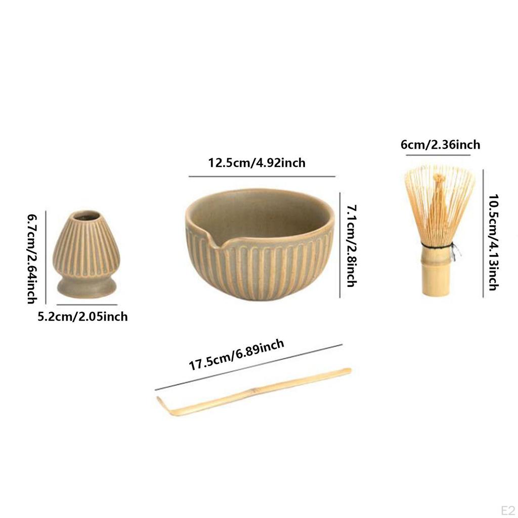 Miska Matcha s výlevkou pro přípravu čaje, bambusový držák na metličku, japonská sada