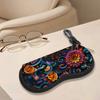 2D-Colorful Floral Mandala Art Glasses Case, Protective Sunglasses Case with Zipper, Durable Eyewear Holder Pouch, Lightweight Travel Accessories for