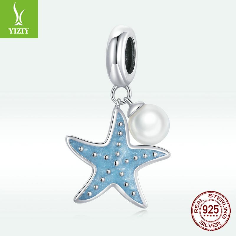 Dripping Blue Starfish Pearl Pendant, Summer Fresh Diy Jewelry Accessories Scc1807