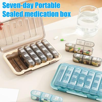 Weekly Pill Organizer Morning Noon Evening 3 Times A Day Pill Storage Box Large Capacity Portable Travel 7-Days Medication Dispenser