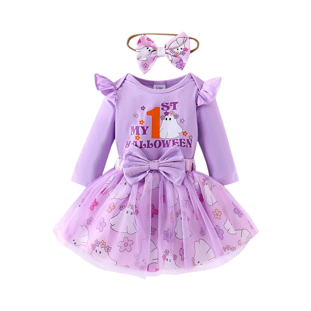 Infant Toddler Long-Sleeve Romper & Skirt Set