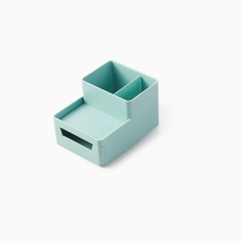 

Desktop Storage Organizer ABS Plastic Multi-Compartment Pen Holder Remote Box Small Desk Organizer for Office Bedroom синій