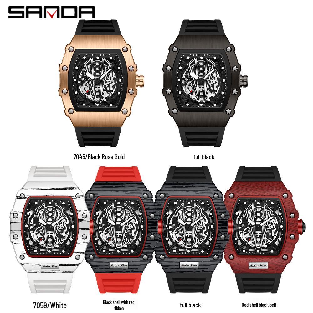 SANDA 7045 Men's Stylish Luminous Skeleton Quartz Wristwatch