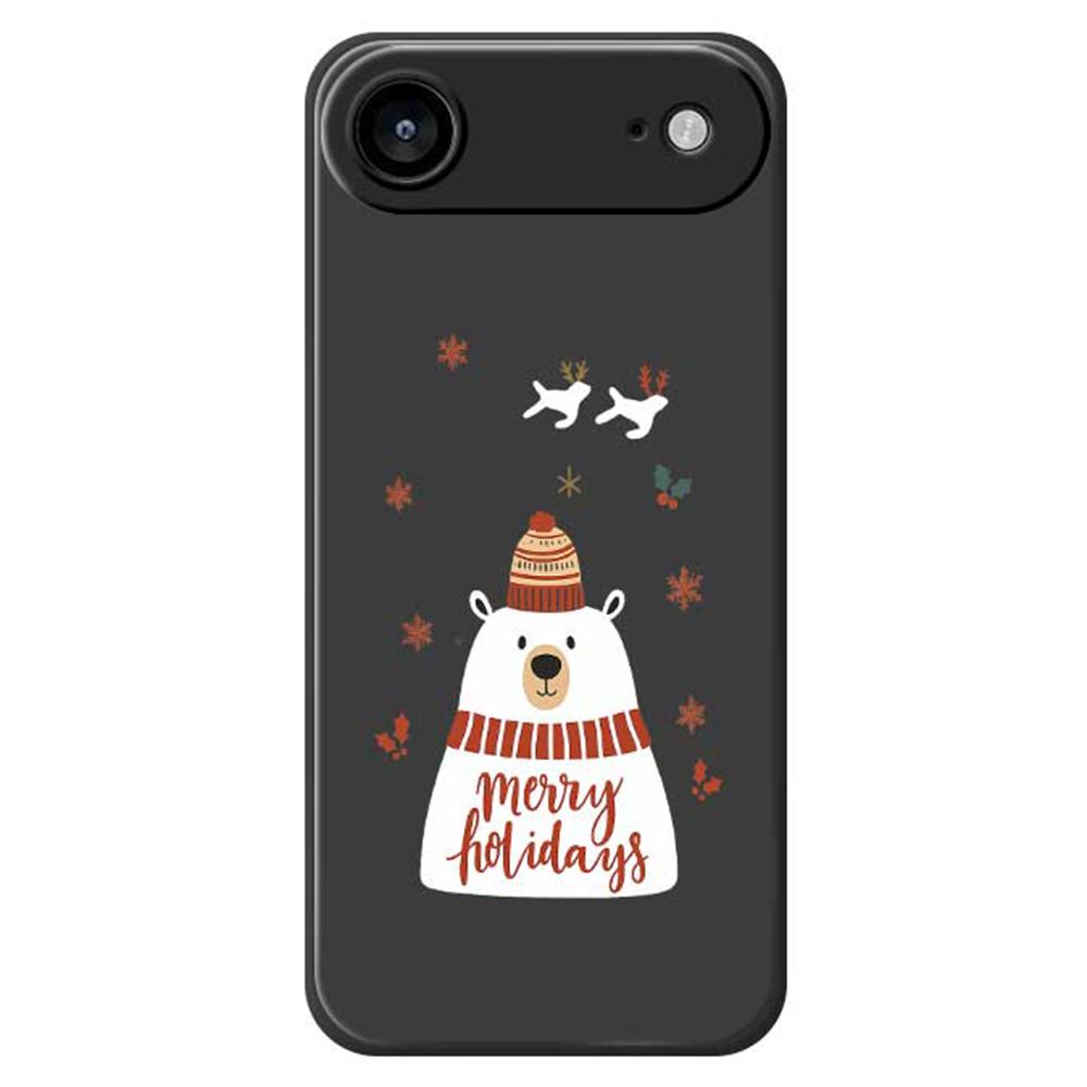 Für iPhone 17 Air Hülle Fröhliche Feiertage Bär Musterdruck Gerade Kante TPU Handy-Rückseite