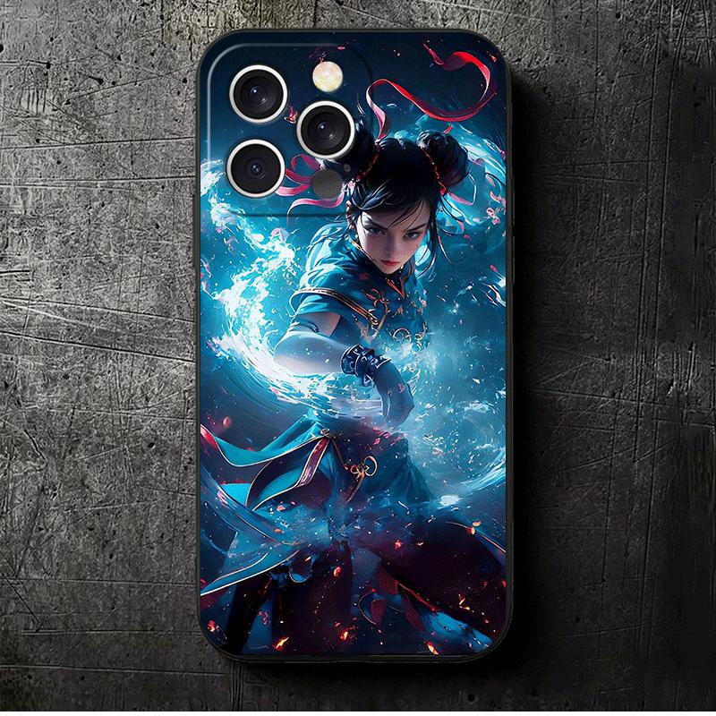 

ChunLi S-Street F-FighterS Soft Phone Case for iPhone 16 16E 17 Air 15 Pro Max 14 Plus 13 Mini 11 12 7 Black Cover Back Shell iPhone 17 Air