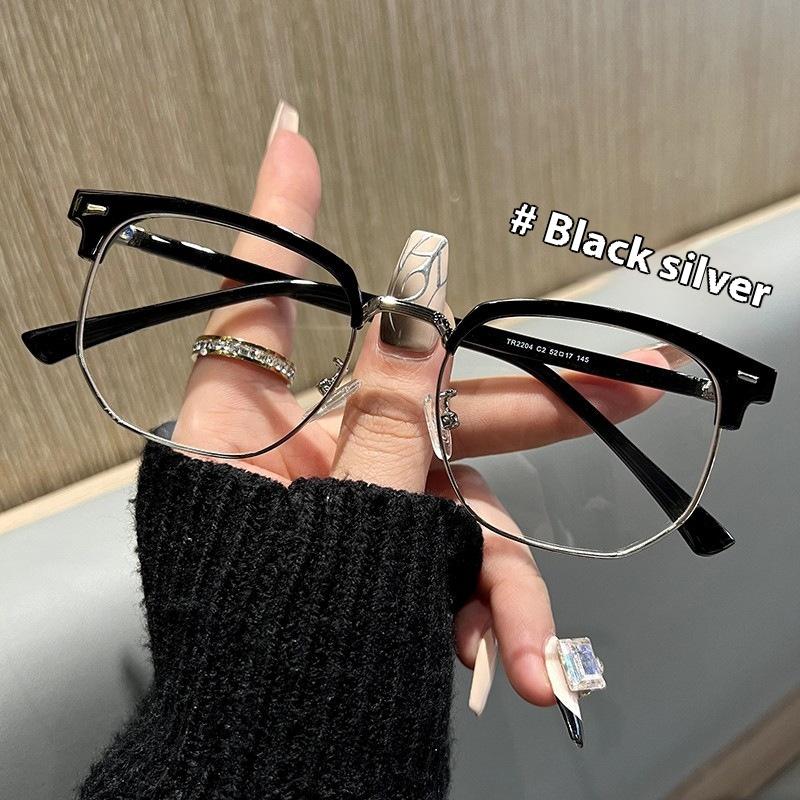 

Очки для близорукости Антирадиационные Анти-синий свет Защита глаз Плоские очки Ретро Полуоправа -4.0