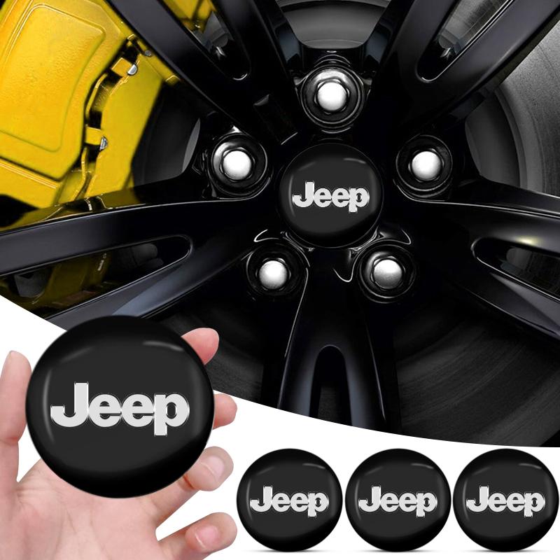 56MM 4Pc Car Wheel Center Hub Caps Protector Badge For Jeep Wrangler Grand Cherokee Compass Renegade Tyre Stem Air Caps ALU1