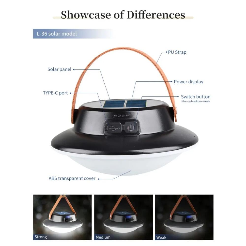 LED Solar Camping Light Waterproof Rechargeable Outdoor Hanging Light Portable Fill Light Work Maintenance Emergency Lighting