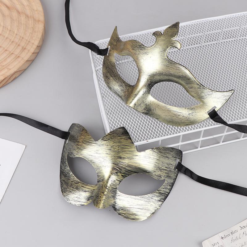 2Pcs Halloween Mask Retro Half Face Costume Masks Masquerade Party Decorations Plastic Women'S Props Dance Mask