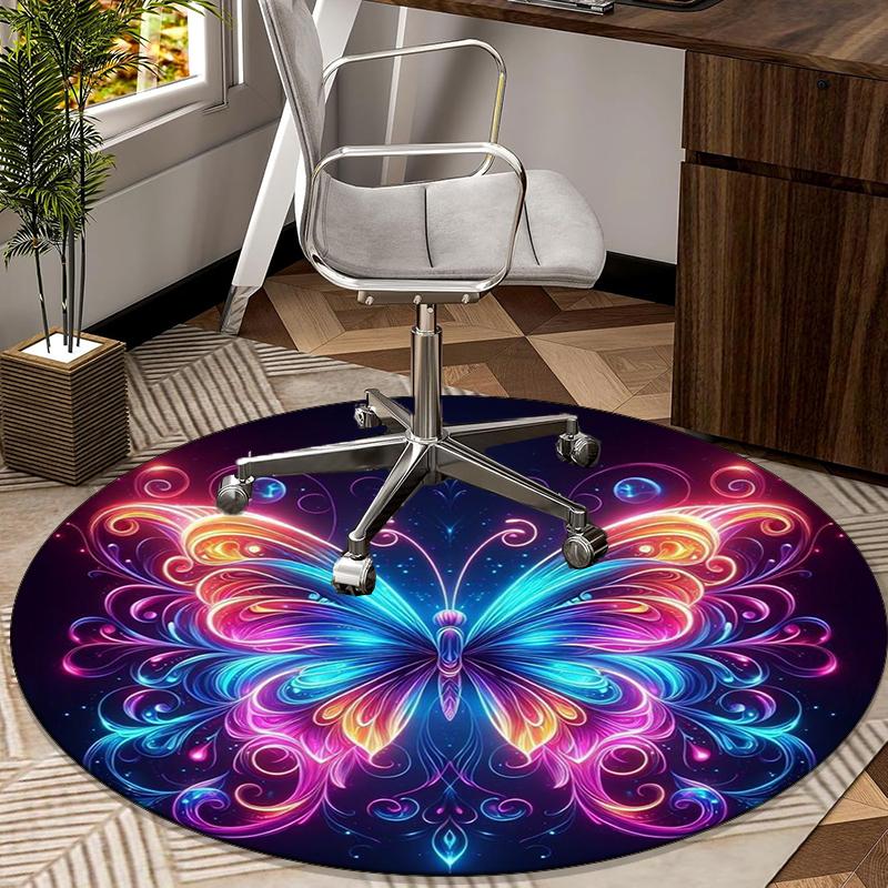 Schmetterlingsgarten Fantasy runder Teppich Stuhlpolster Runder Eingangsteppich, Weiche runde Teppiche für Wohnzimmer, Schlafzimmer, Kreis Teppich Dekor Geschenke