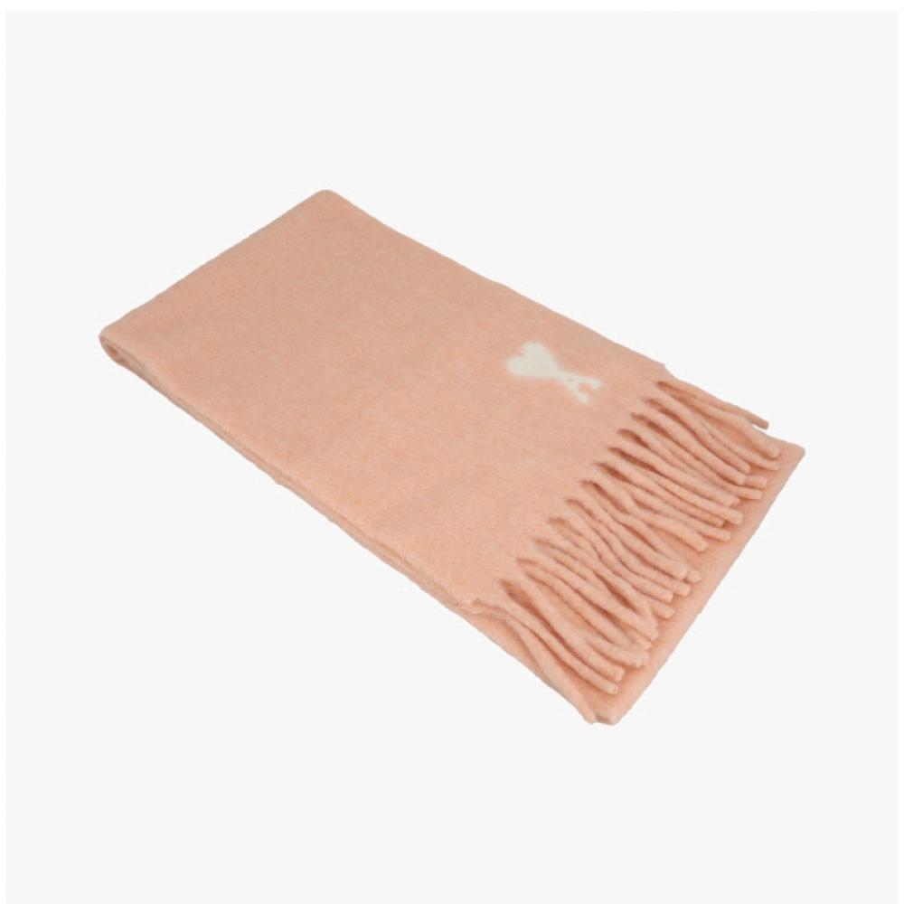 Ami Heart Logo Fringe Muffler Aw0004 680