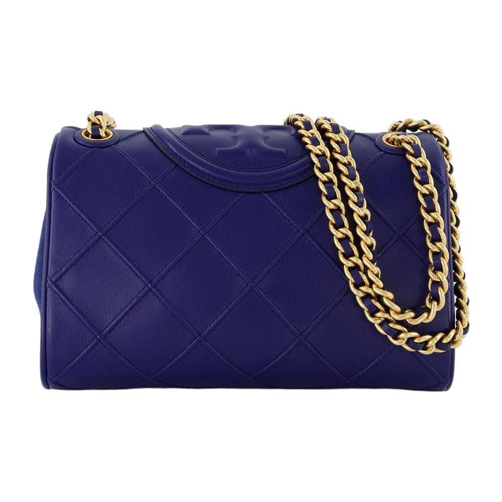 Tory Burch Fleming Diamond Pleated Adjustable Strap Napa Leather And Suede Trim Crossbody Bag Women Crossbody Bag Navy-Blue 139060-402