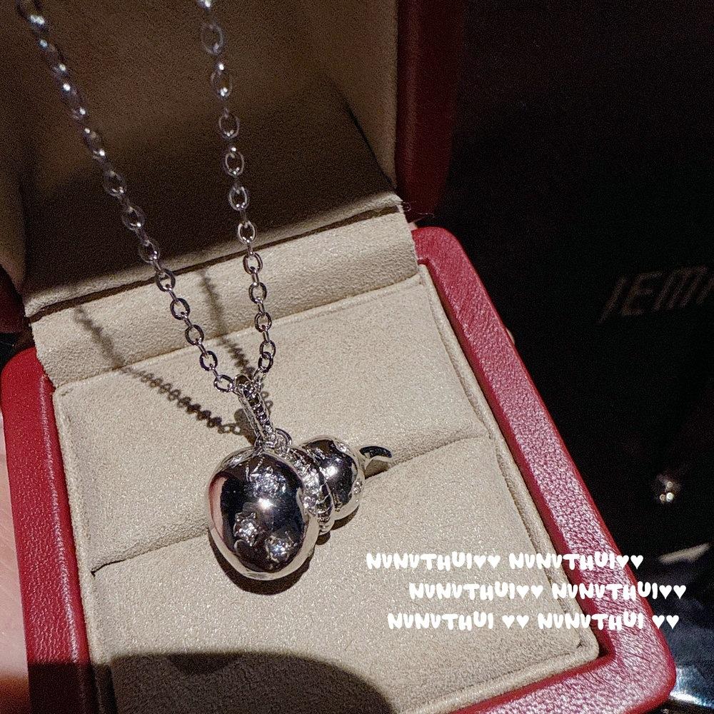 Jewelry, Mango Star Gourd Diamond Pendant Necklace, New Chinese Style, Copper Coin Arrangement Zircon Ring, Set.