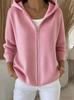 2026 Dames Effen Kleur Rits Gebreide Hooded Vest: Herfst/Winter Casual Europese & Amerikaanse Stijl