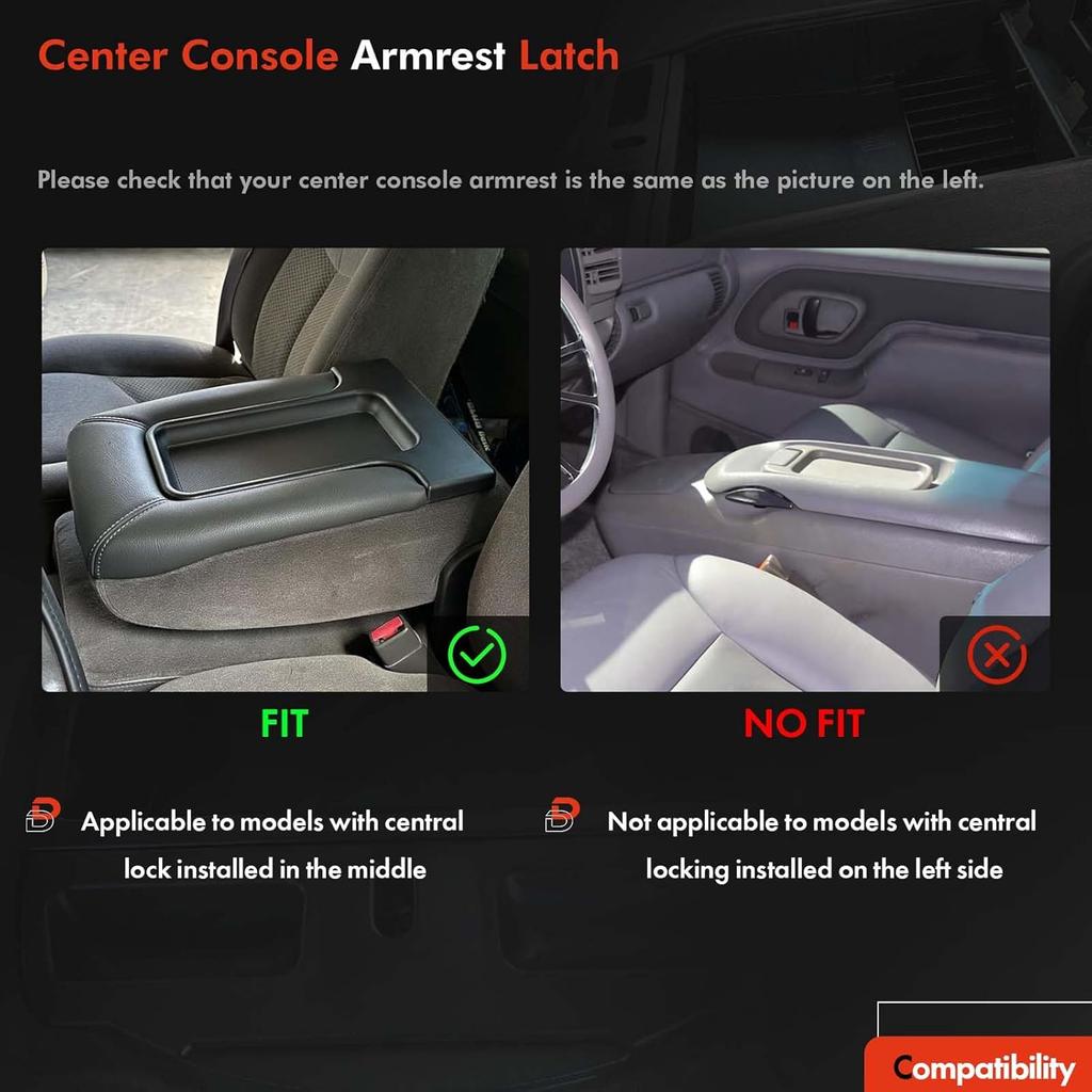 Center Console Jump Seat Armrest Latch Lid, Fit For Chevy Silverado Suburban Tahoe, For GMC Sierra Yukon Avalanche 1995-2006, Jumpseat Console Lid