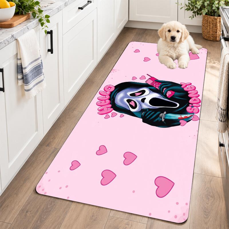 Flannel Kitchen Mat Scream Ghostface Soft Area Rug Non Slip Floor Carpet Home Decoration