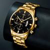 Fashion Men Gold Stainless Steel Watch Luxury Calendar Quartz Wrist Watch Mens Business Watches for Man Clock Reloj Hombre