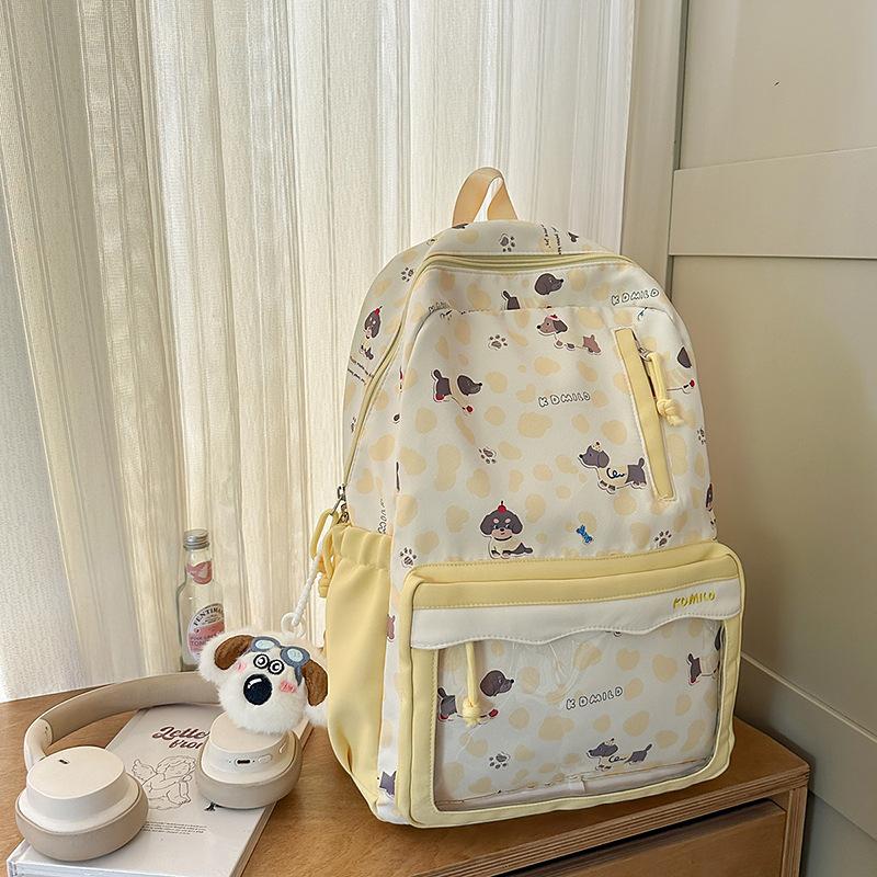 Schoolbag Lightweight Casual Backpack Cow Pattern Simple Going Out Cartoon Dog School Bag Female Student Cute Large Capacity Backpack