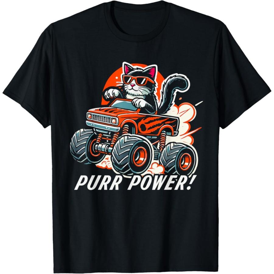 

Cat Lover - Purr Power Funny Cat Monster Truck T-Shirt XXXXXL чорний