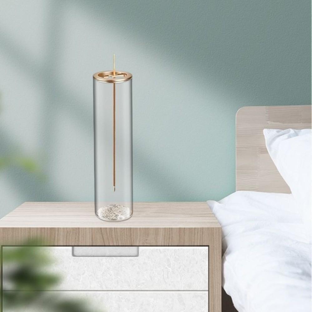 Cylindrical Shape Incense Stick Stand Zen Style Minimalist Removable Ash Collector Transparent Glass Incense Burner Home Decor