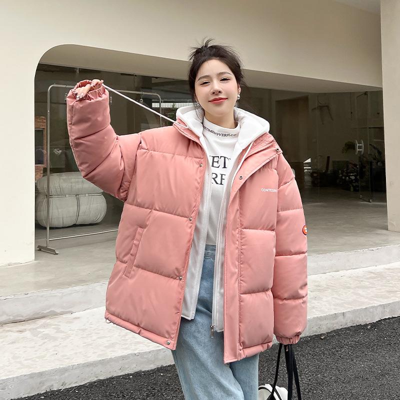 Winter Women's Fake Two-piece Cotton Clothes, Hooded Thickened Cotton-padded Clothes, Trendy Coats, Available from Stalls