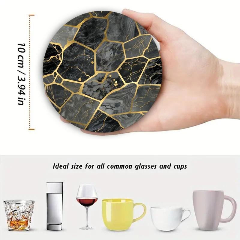 4 Ceramic Tile Pattern Printed Coasters Suitable for Daily Family Party Decoration Office Anti-wooden Coasters Holiday Gifts