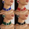 Europäischer & Amerikanischer Luxus Mehrschichtige Kristallperlen Herz Choker Halskette & Ohrring Set