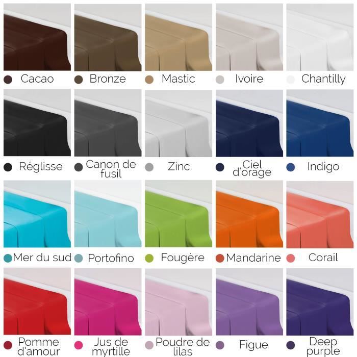 Drap Plat - Design Actuel - 180x290cm - 100% Coton - Jus de Myrtille - Uni