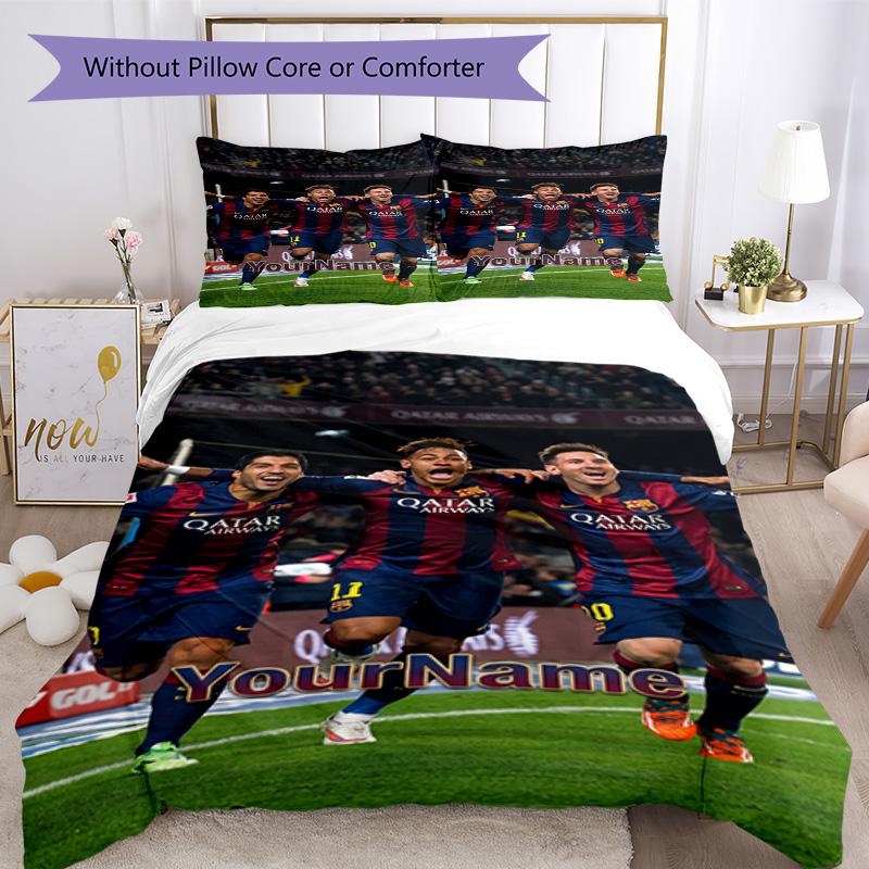 Messi 292 Personalizza il tuo nome Set Biancheria da Letto Copripiumino Traspirante con Federe Decorazione per la Casa Regalo di Compleanno