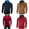 Cozy Men's Autumn Winter Hoodie Hooded Sweatshirt With Drawstring And Full-zip Closure